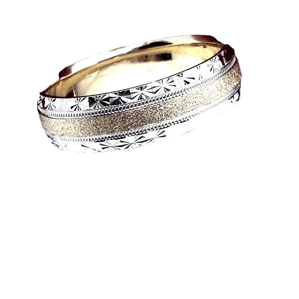 Solid 14K White and Yellow Gold Two Tone Wedding Ring - Picture 8 of 16